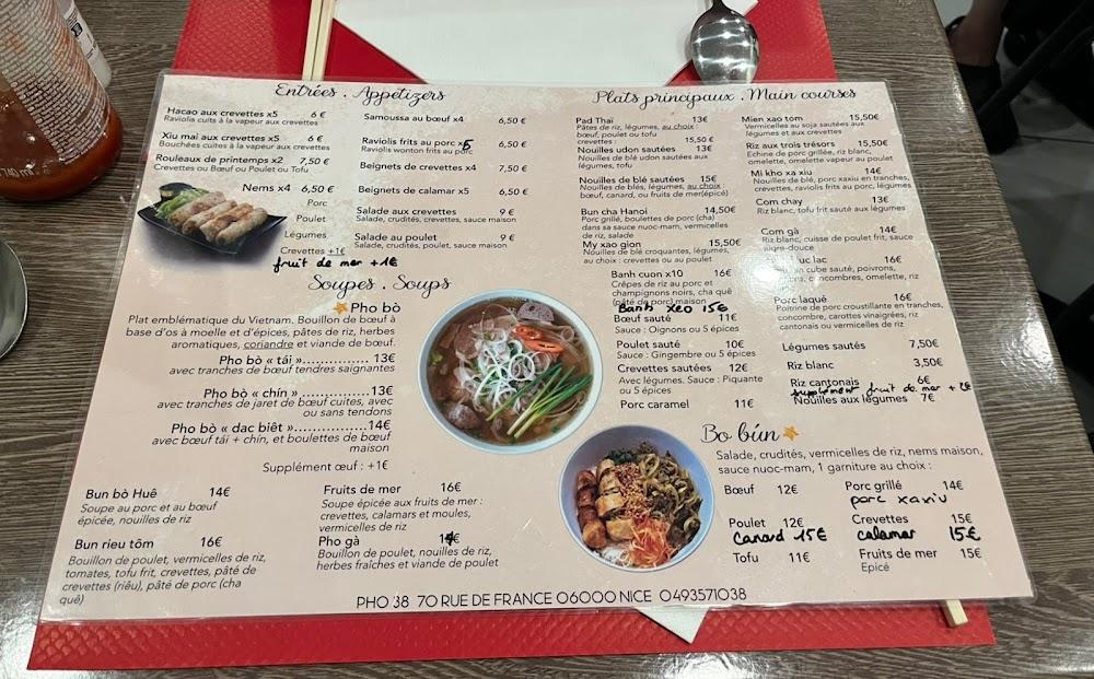 Restaurant Pho 38 (Nice) - Menu Image 1